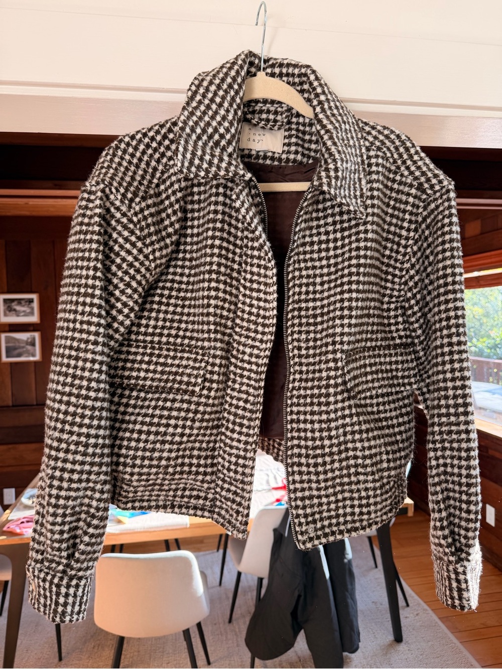 a new day Black & White Houndstooth Bomber Jacket